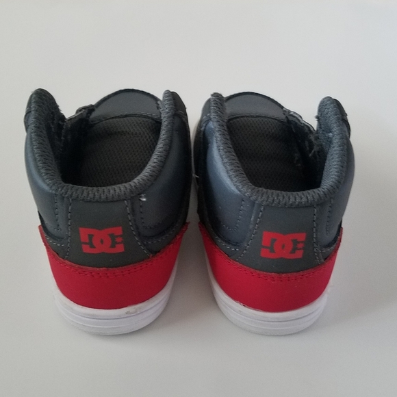 DC Other - DC Toddler Spark Gray Red Leather High Top Shoe